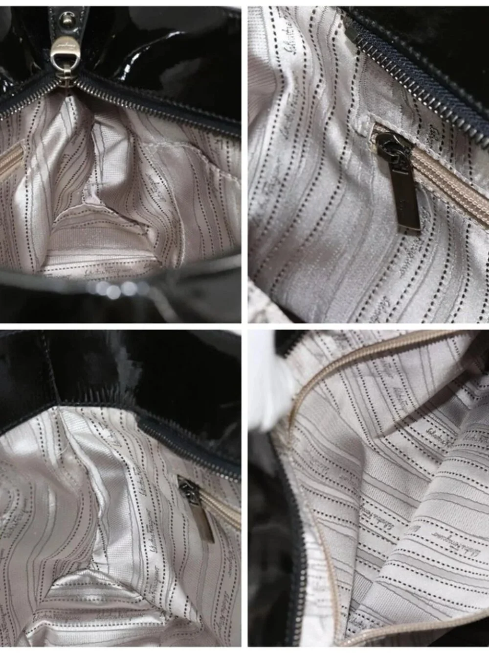 Salvatore Ferragamo Tote Bag Enamel Black Auth BA7665